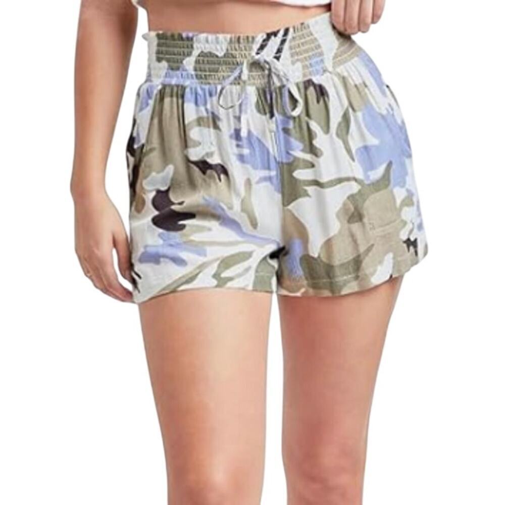 YMI Women's Flounce Comfortable Shorts with Drawstring in Blue, Size M​​​